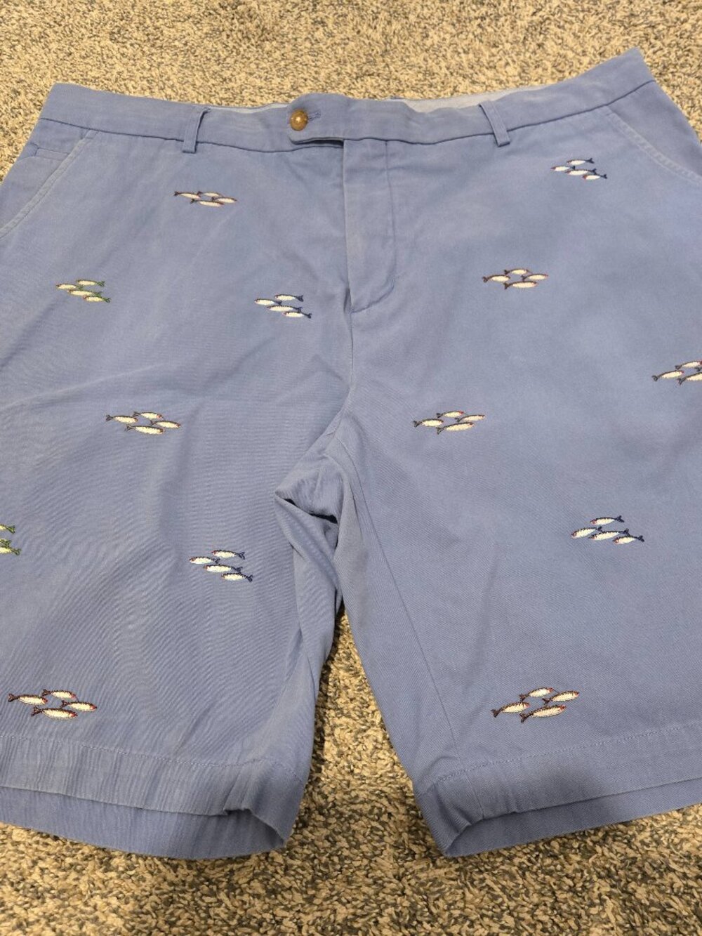 J. McLaughlin Blue Embroidered Fish Chino Shorts 40